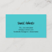 Food Truck Street Küche Van Catering Aquamarin Visitenkarte (Rückseite)