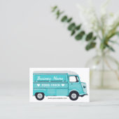 Food Truck Street Küche Van Catering Aquamarin Visitenkarte (Stehend Vorderseite)