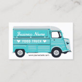 Food Truck Street Küche Van Catering Aquamarin Visitenkarte (Vorderseite)