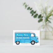 Food Truck Street Van Catering Blue Business Card Visitenkarte (Stehend Vorderseite)