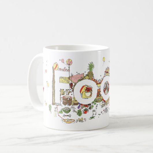 Food Word Art farbenfroh Funny Baking Typografy Kaffeetasse (Vorderseite Links)