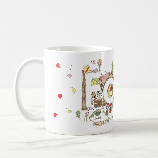 Food Word Art farbenfroh Funny Baking Typografy Kaffeetasse (Links)