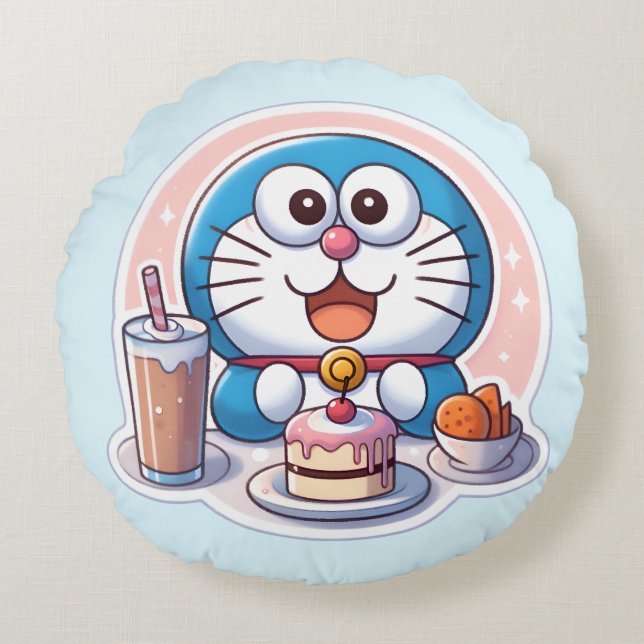 Foodie Dora Rundes Kissen (Vorderseite)