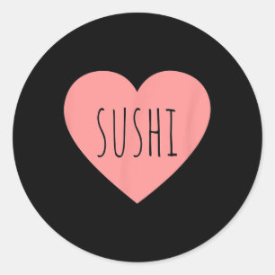 Foodie-Herz Rosa Minimalist Sushi-Liebhaber Mädche Runder Aufkleber