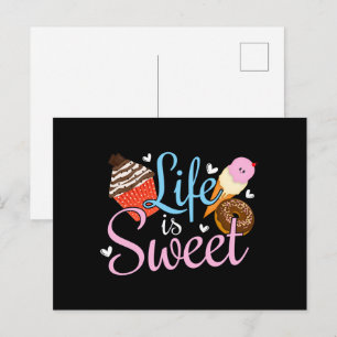 Foodie Leben ist süß Backzitat - Cupcake Kunst Postkarte
