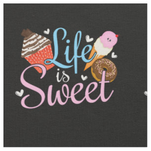 Foodie Life is Sweet Backzitat - Cupcake Kunst Stoff