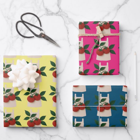 Foodie Lovers Geschenkpapier Flachblatt Set mit 3  (Vorderseite)