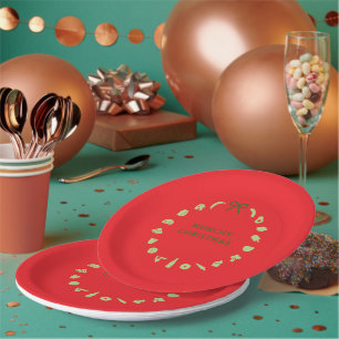 Foodie-Weihnachtskranz Editierbare Partyfarben Pappteller
