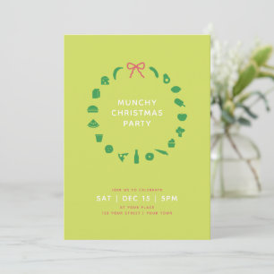 Foodie-Weihnachtskranz Farbe editierbar Party Einladung