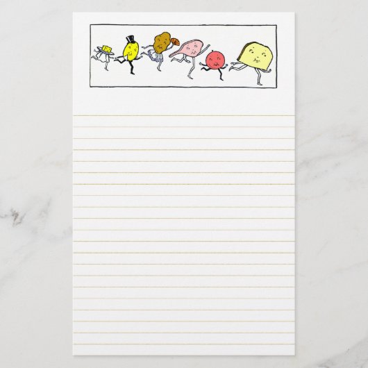 Foods Vintag Kitchen Art Lined Stationery Briefpapier (Vorderseite)