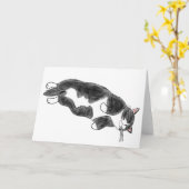 FooFooCat: Faule riesige Smokings-Katze Karte (Gelbe Blume)