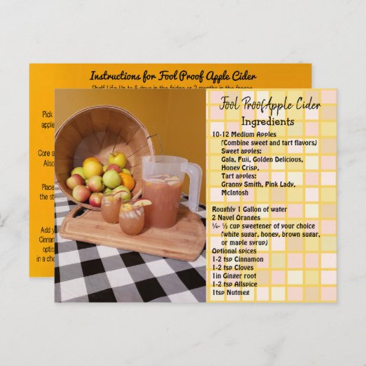 Fool Proof Apple Cider Recipe Karte (Vorne/Hinten)