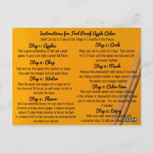 Fool Proof Apple Cider Recipe Karte (Rückseite)