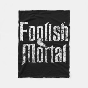 Foolish Mortal Raven White Print Fleecedecke