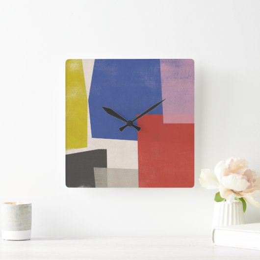 Foolscap - Moderne Farbblöcke Quadratische Wanduhr (Zuhause)