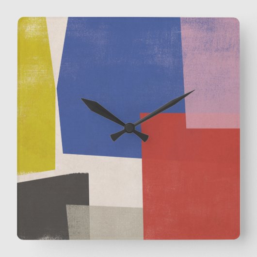 Foolscap - Moderne Farbblöcke Quadratische Wanduhr (Vorderseite)