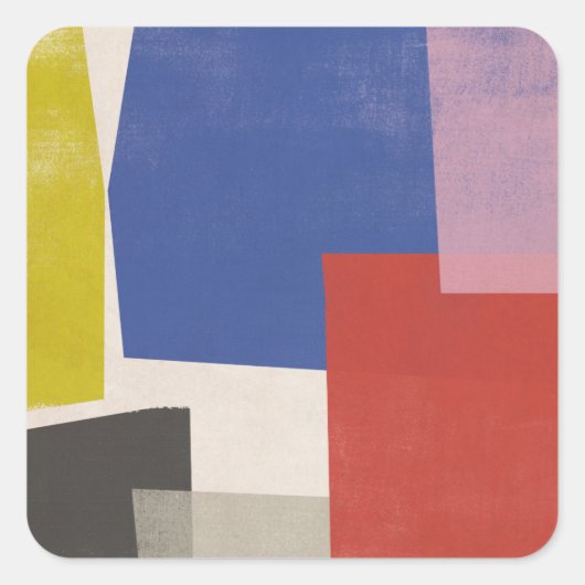 Foolscap - Moderne Farbblöcke Quadratischer Aufkleber (Vorderseite)