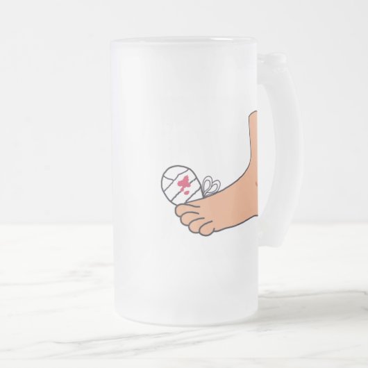 Foot-2 gebrochene Zehe Mattglas Bierglas (VorderseiteRechts)