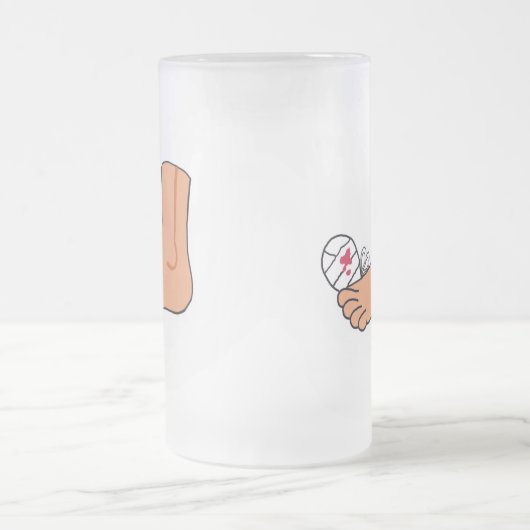 Foot-2 gebrochene Zehe Mattglas Bierglas (Mittel)