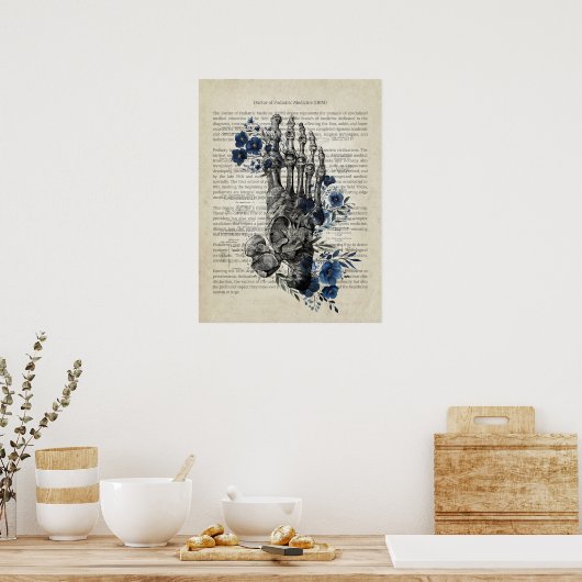 Foot Anatomie mit Blue Florals Poster (Küche)