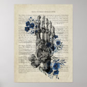 Foot Anatomie mit Blue Florals Poster (Vorne)