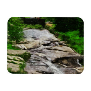 Foot Bridge Over Rocky Stream and Falls Abstrakt Magnet
