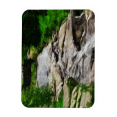 Foot Bridge Over Rocky Stream and Falls Abstrakt Magnet (Vertikal)