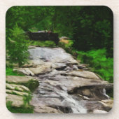 Foot Bridge Over Rocky Stream and Falls Abstrakt Untersetzer (Vorderseite)