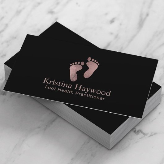 Foot Health Practitioner Moderne Rose Gold & Black Visitenkarte