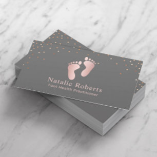 Foot Healthcare Practitioner Gray & Rose Gold Visitenkarte