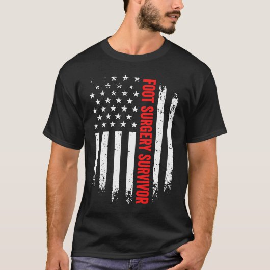 Foot Leg Operation Survivor American Flag Erholung T-Shirt (Vorderseite)