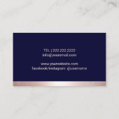 Foot Massage Podiatrist Rose Gold Border Navy Blue Visitenkarte (Rückseite)