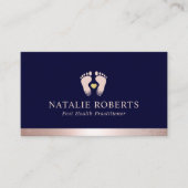 Foot Massage Podiatrist Rose Gold Border Navy Blue Visitenkarte (Vorderseite)