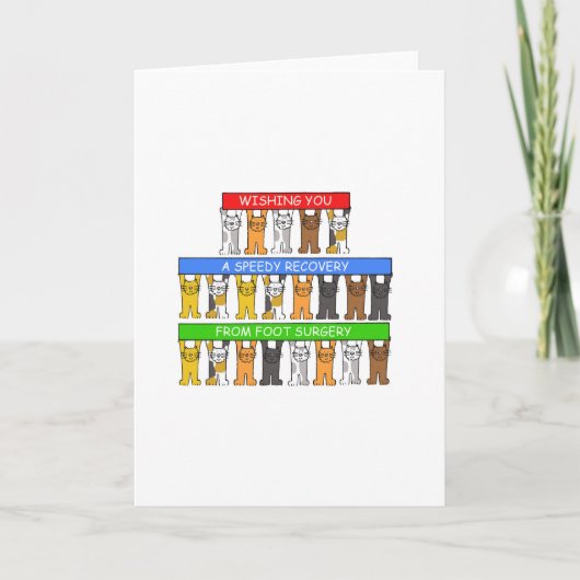 Foot Operation Speedy Erholung Cartoon Katzen Karte (Vorderseite)