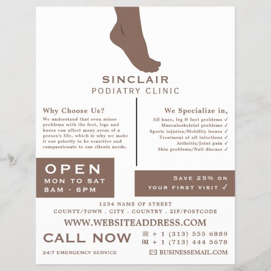 Foot Portrait, Podiatrie-Klinik, Podiatrist Flyer (Vorne)
