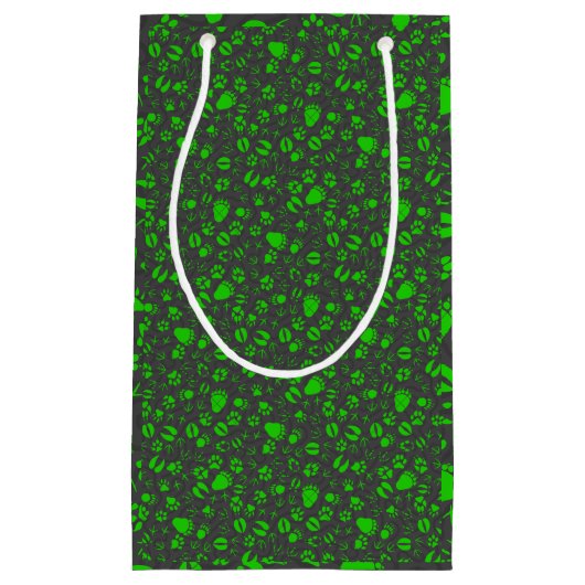 Foot prints, 01b.green DGrey BG Kleine Geschenktüte (Vorderseite)