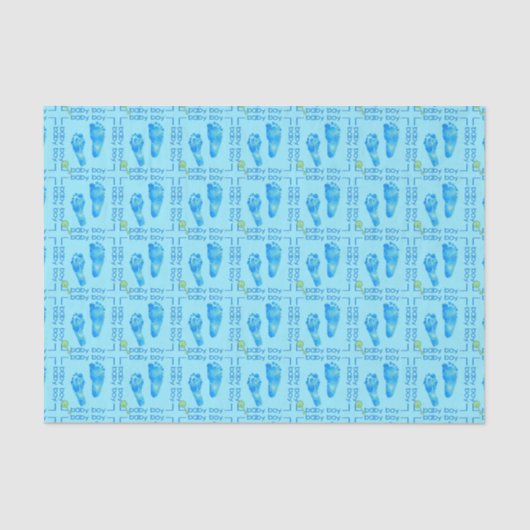 Foot Prints Baby Boy Blue Tissue Wrapping Paper Seidenpapier (Vorderseite)