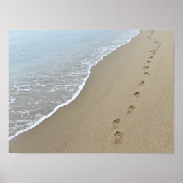 Foot prints in the sand. poster
