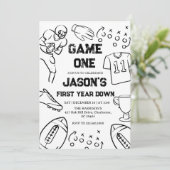 Football 1st Birthday American Sports Game On  Einladung (Stehend Vorderseite)