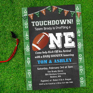 Football 1st First Birthday Chalkboard Invitation Einladung