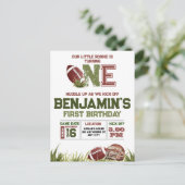 Football 1st Year Down Football BIrthday Party Postkarte (Stehend Vorderseite)