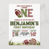 Football 1st Year Down Football BIrthday Party Postkarte (Vorderseite)