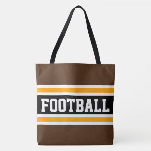 FOOTBALL 70er Sportlich Braun Schwarz Orange Strei Tasche