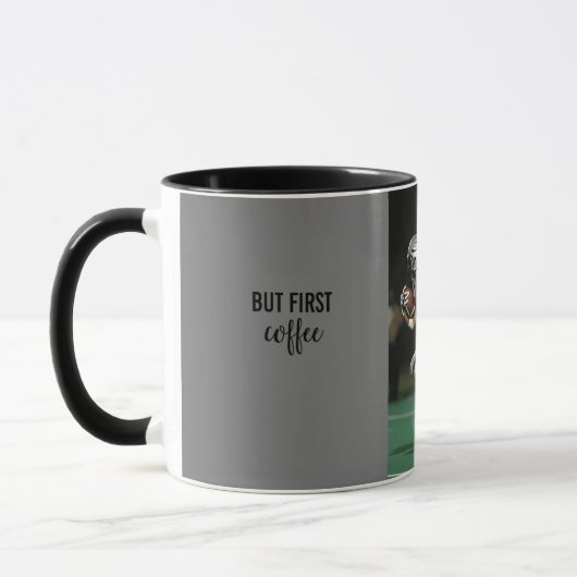 FOOTBALL "aber Kaffee erste Tasse" schwarz/grau Ta Tasse (Links)