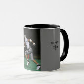 FOOTBALL "aber Kaffee erste Tasse" schwarz/grau Ta Tasse (VorderseiteRechts)
