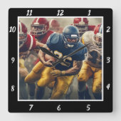 Football Action Photo Quadratische Wanduhr (Vorderseite)