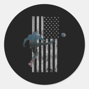 Football American Flag USA Team Gift Kicker Runder Aufkleber