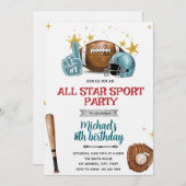 Football and baseball party Invitation Einladung (Vorne/Hinten)