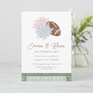 Football and Cheer Siblings Joint Birthday Einladung