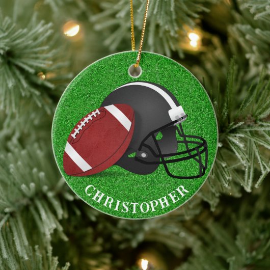 Football and Helmet Christmas Keramik Ornament (Baum)